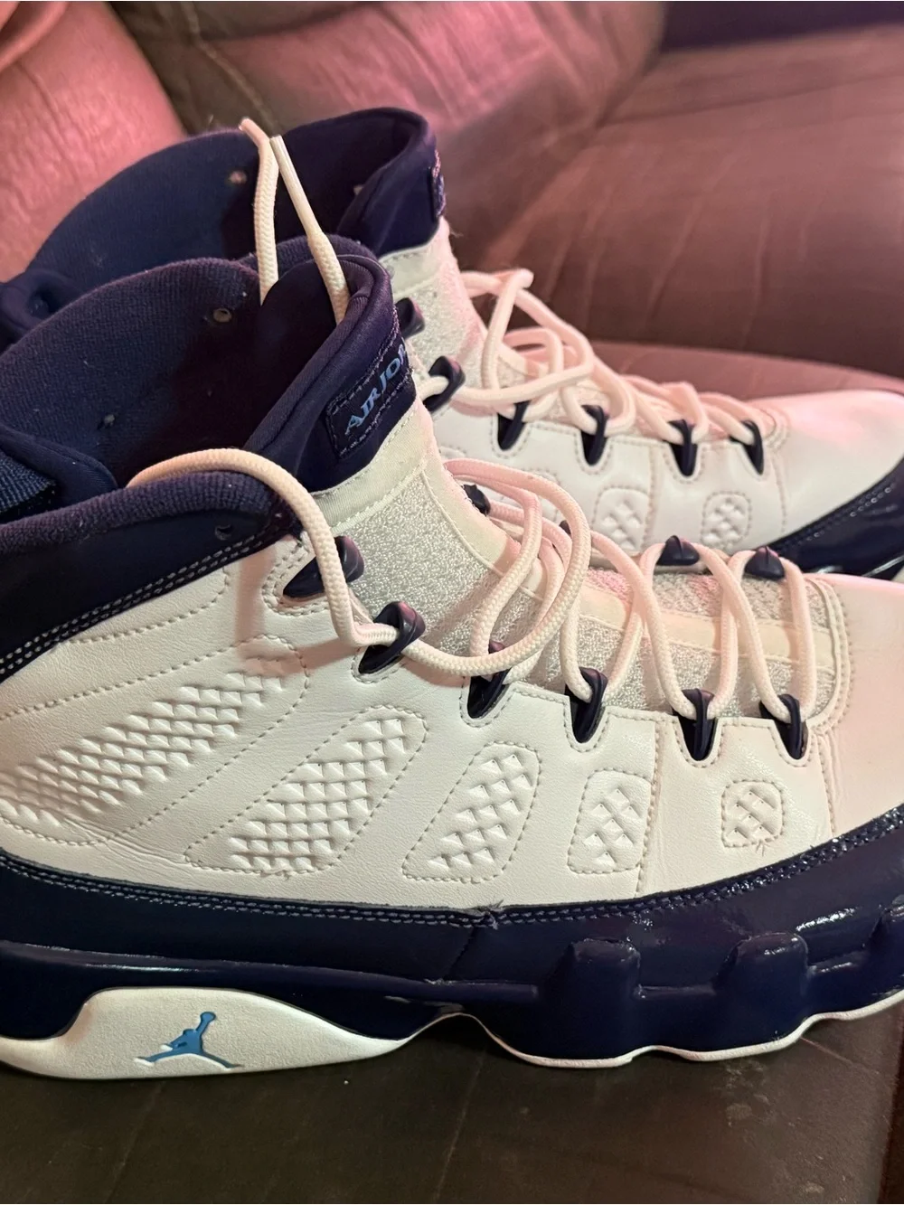 Jordan High-Top Sneakers in White & blue